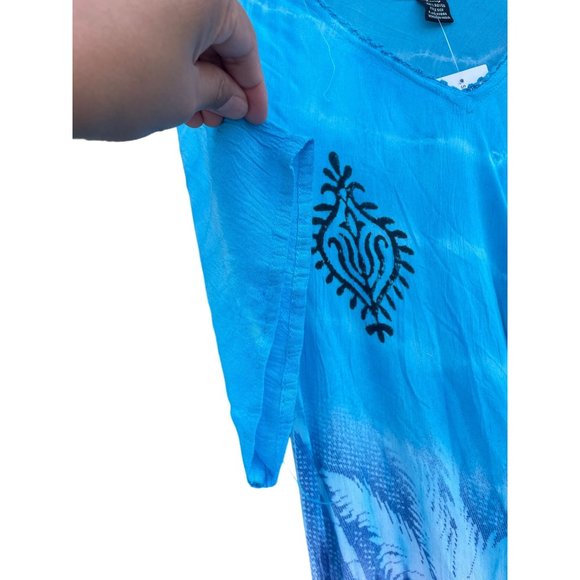 Zury women’s One Size OS Rayon blue tie dye flowy dress Made in India - Picture 6 of 11